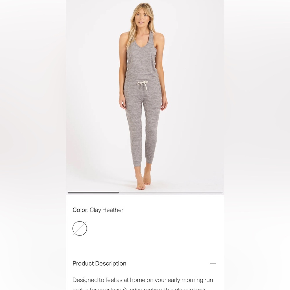 Vuori Medium Lux Jumpsuit Clay Heather
